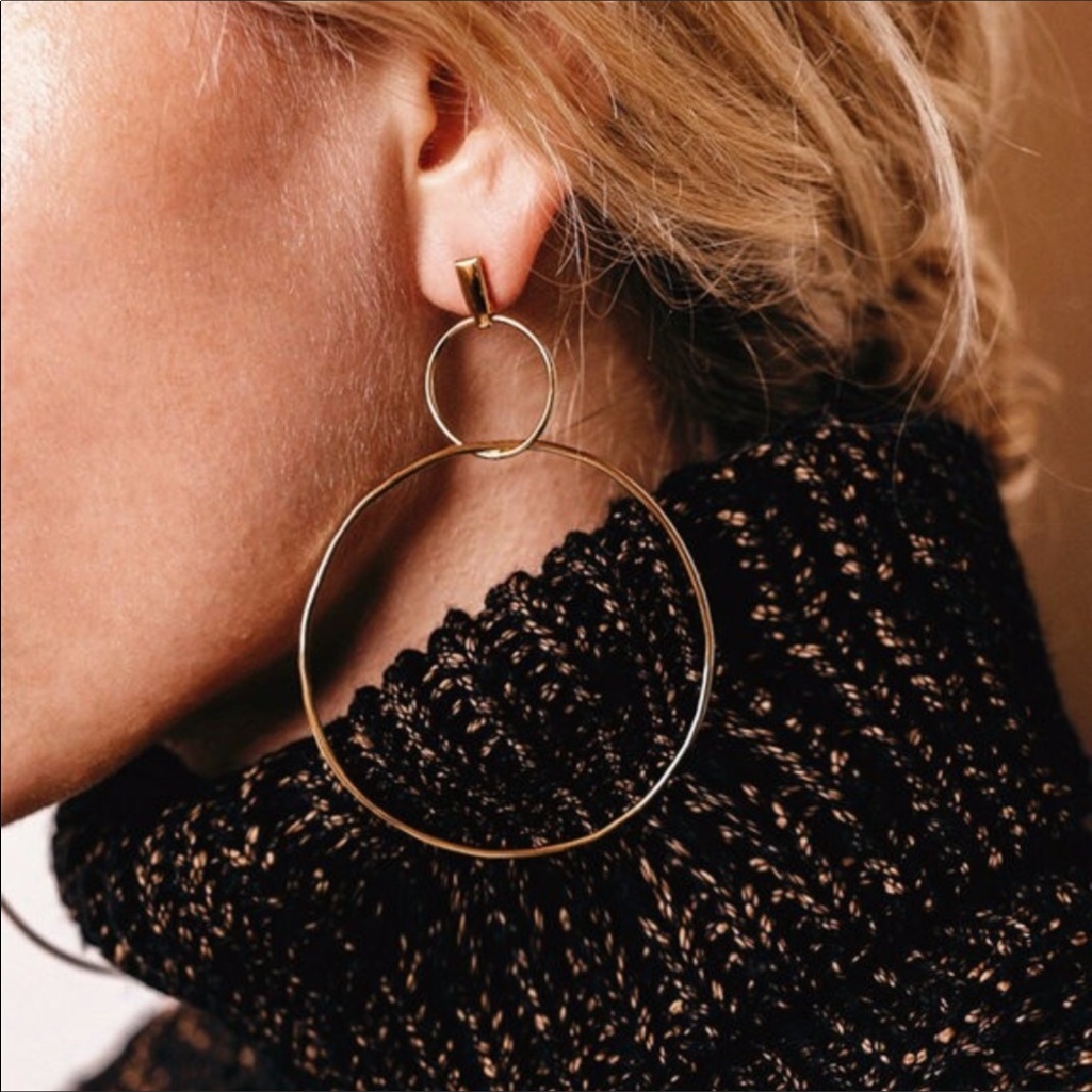 Double Gold Hoop Earrings